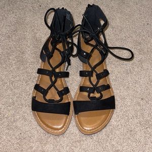 Crown vintage black suede gladiator sandals
